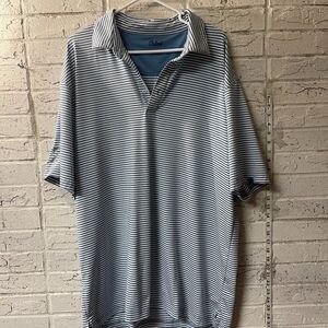 Oxford Blue White striped sports athletic golf polo shirt men’s size XXL